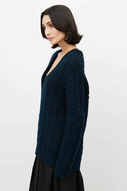 Proenza Schouler Black 
Navy Cashmere Oversized Sweater