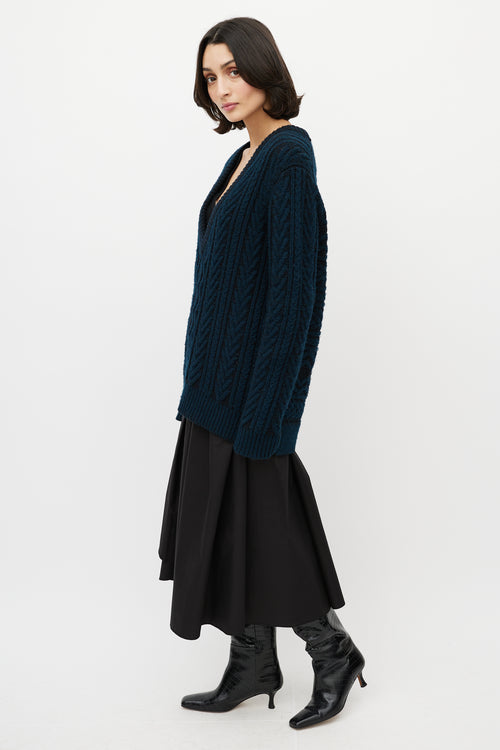 Proenza Schouler Black 
Navy Cashmere Oversized Sweater