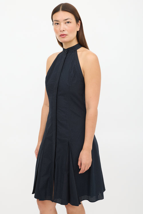 Proenza Schouler Black Perforated Pleated Dress