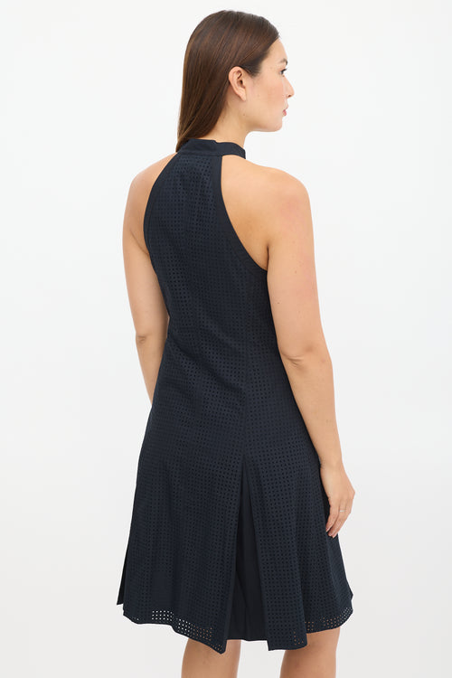 Proenza Schouler Black Perforated Pleated Dress