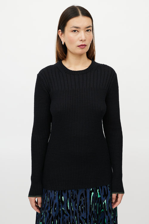 Proenza Schouler Black Ribbed Storm Flap Sweater