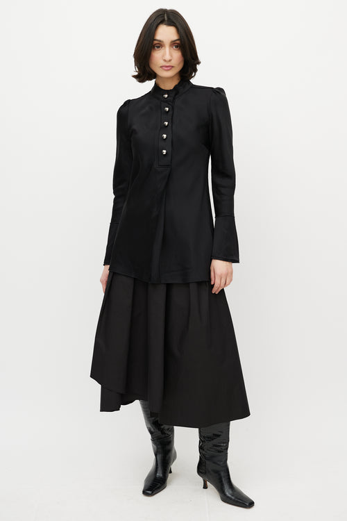 Proenza Schouler Black Satin Buttoned Blouse