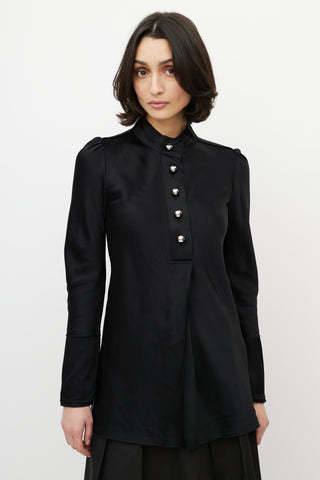 Proenza Schouler Black Satin Buttoned Blouse