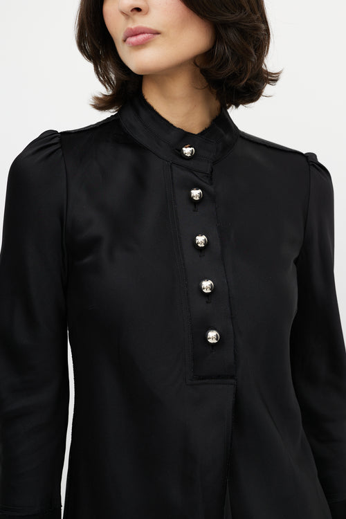 Proenza Schouler Black Satin Buttoned Blouse