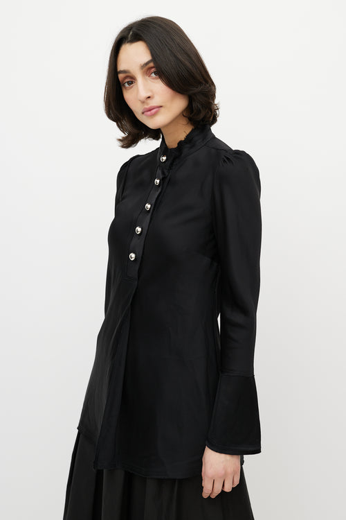 Proenza Schouler Black Satin Buttoned Blouse