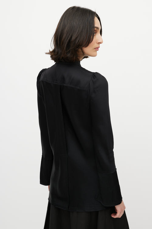 Proenza Schouler Black Satin Buttoned Blouse