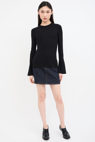 Proenza Schouler Black Silk 
Cashmere Ribbed Top