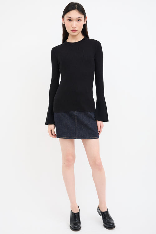 Proenza Schouler Black Silk 
Cashmere Ribbed Top