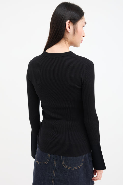 Proenza Schouler Black Silk 
Cashmere Ribbed Top