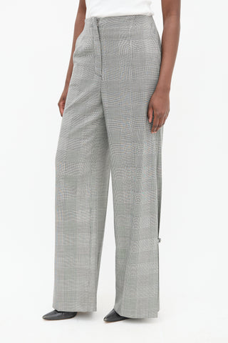 Proenza Schouler Black 
White Check Wide Leg Trouser