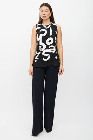 Proenza Schouler Black 
White Letter Printed Top