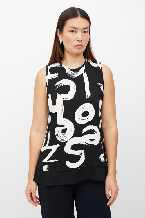 Proenza Schouler Black 
White Letter Printed Top