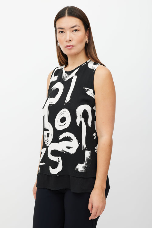 Proenza Schouler Black 
White Letter Printed Top