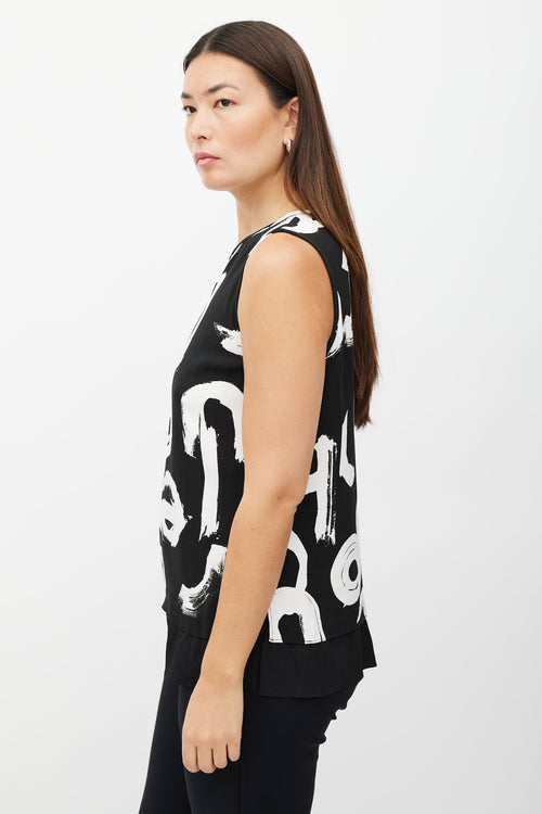 Proenza Schouler Black 
White Letter Printed Top