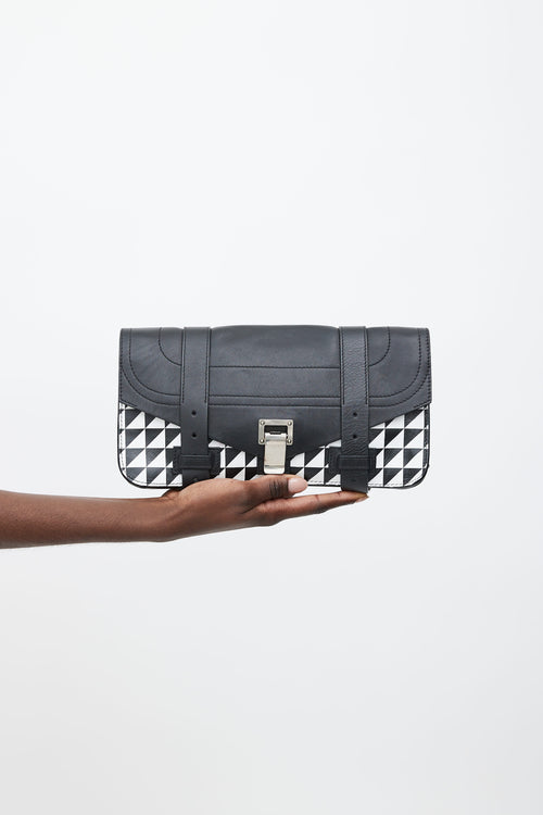 Proenza Schouler Black 
White Geometric PS1 Clutch