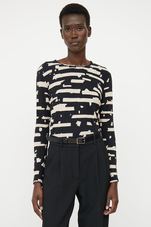 Proenza Schouler Black 
Beige Print Top