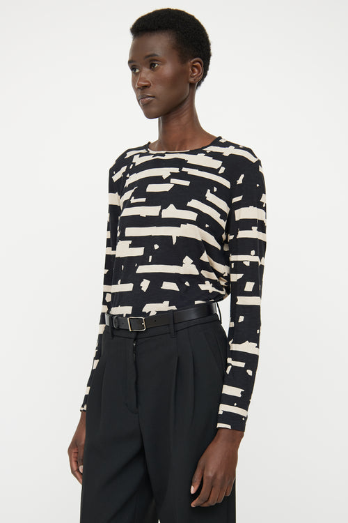 Proenza Schouler Black 
Beige Print Top