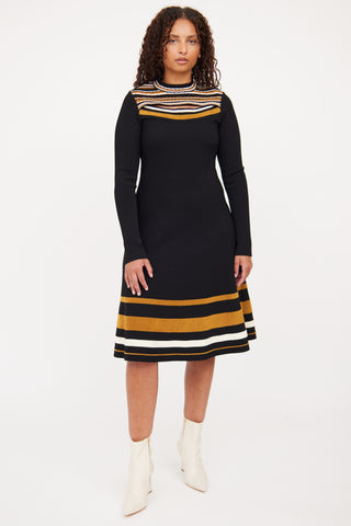 Proenza Schouler Black 
Brown Long Sleeve Dress