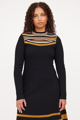 Proenza Schouler Black 
Brown Long Sleeve Dress