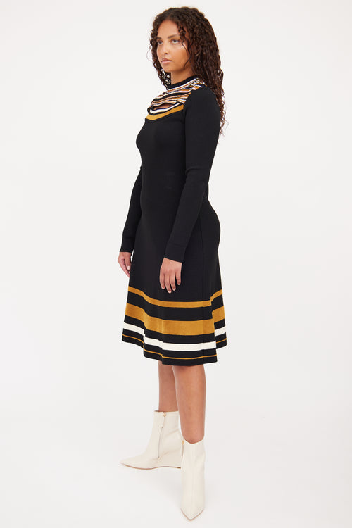 Proenza Schouler Black 
Brown Long Sleeve Dress