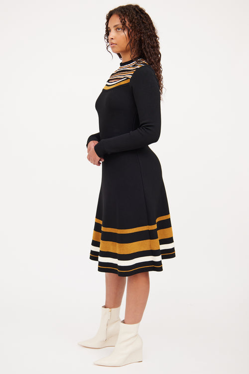 Proenza Schouler Black 
Brown Long Sleeve Dress