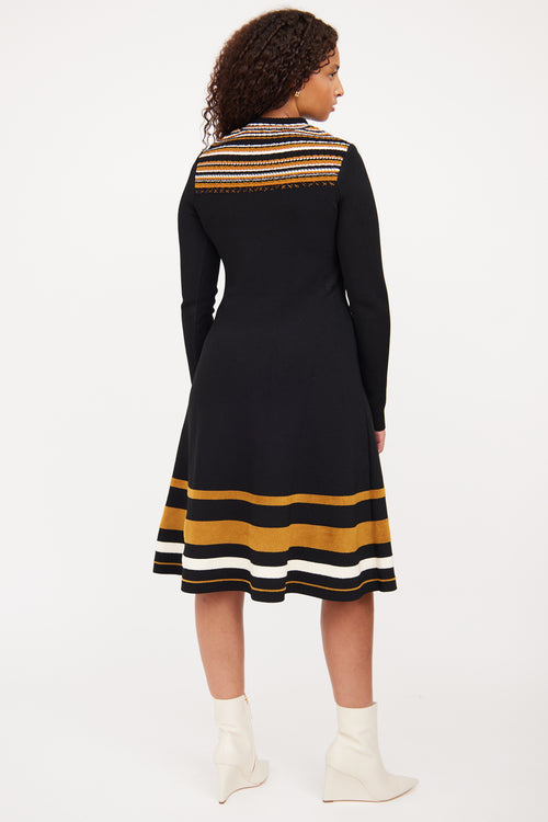 Proenza Schouler Black 
Brown Long Sleeve Dress