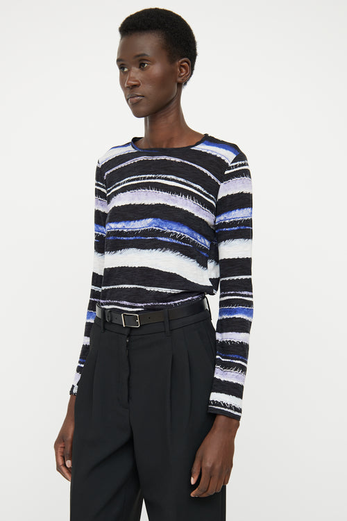 Proenza Schouler Blue 
Black Print Top