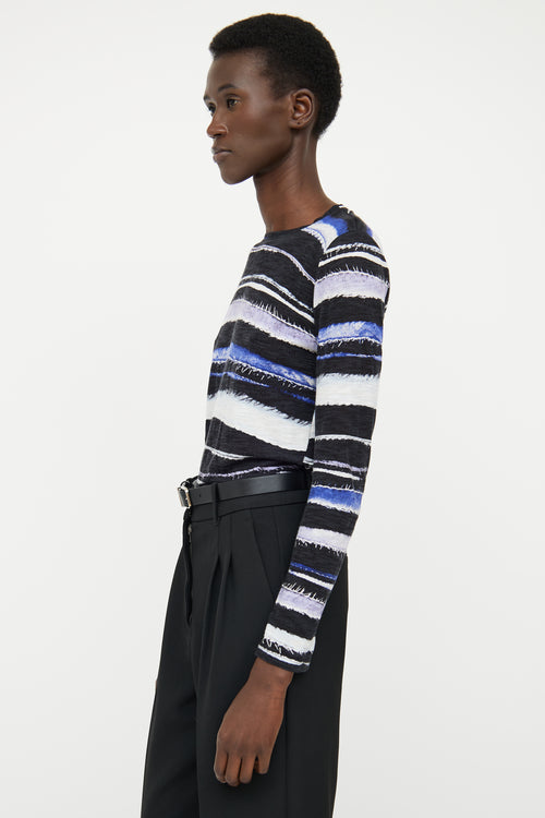 Proenza Schouler Blue 
Black Print Top