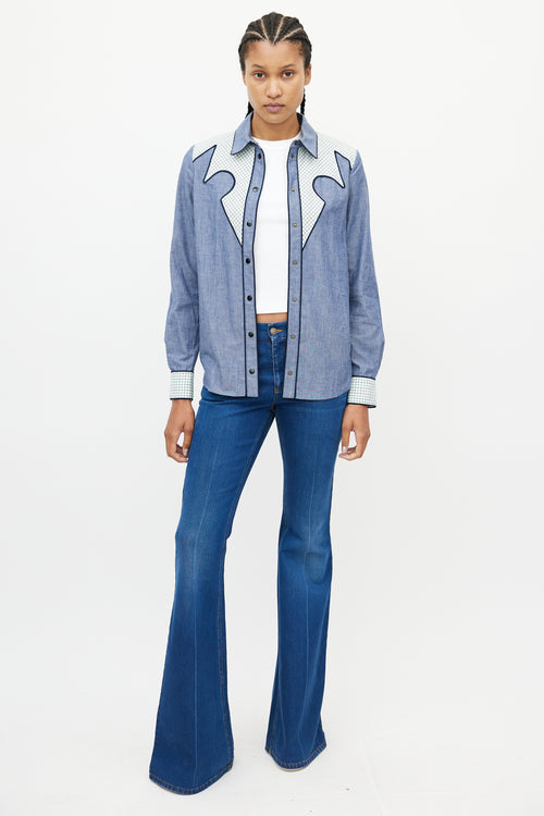 Proenza Schouler Blue 
Multicolour Western Chambray Shirt