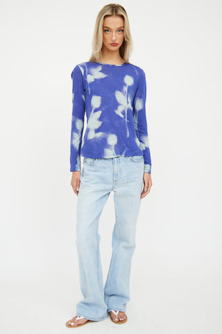 Blue Cotton Print Top Proenza Schouler