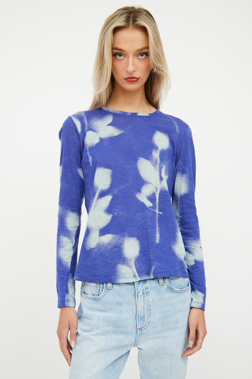 Blue Cotton Print Top Proenza Schouler