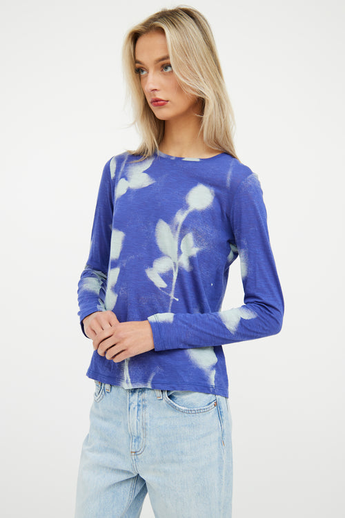 Blue Cotton Print Top Proenza Schouler