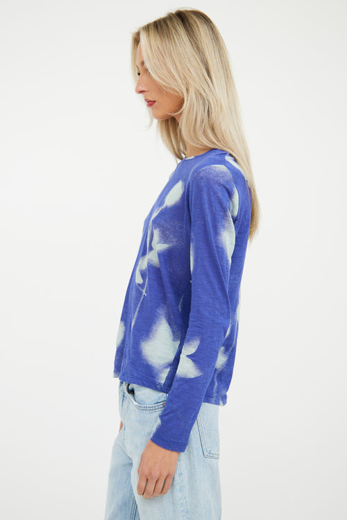 Blue Cotton Print Top Proenza Schouler