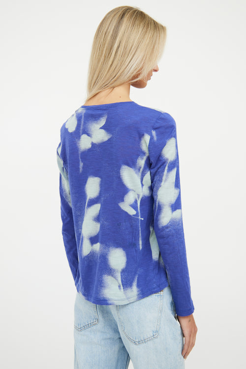 Blue Cotton Print Top Proenza Schouler