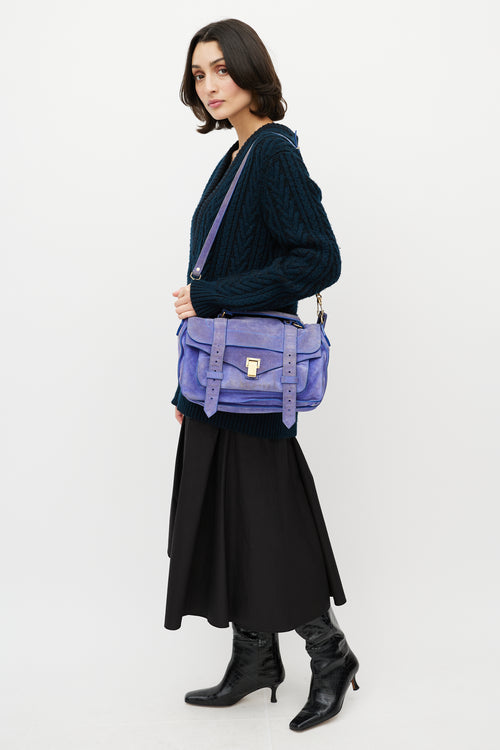 Proenza Schouler Purple Suede PS1 Satchel Bag