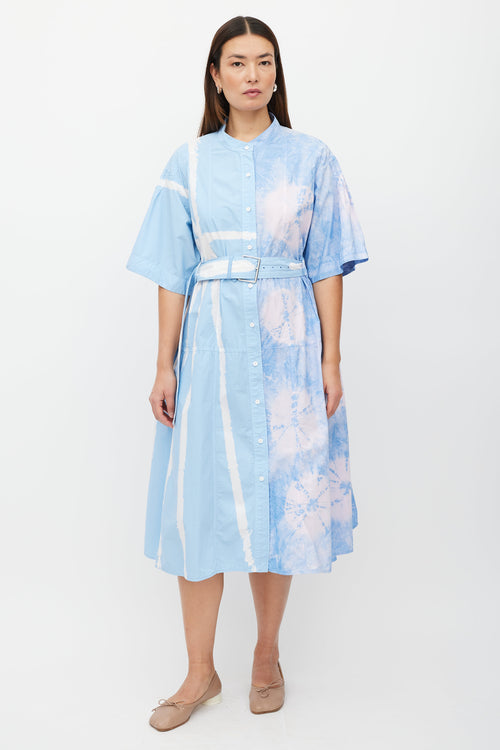 Proenza Schouler Blue 
Multicolour Dye Button Up Dress