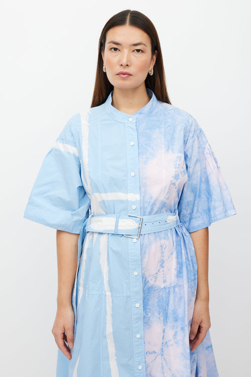 Proenza Schouler Blue 
Multicolour Dye Button Up Dress