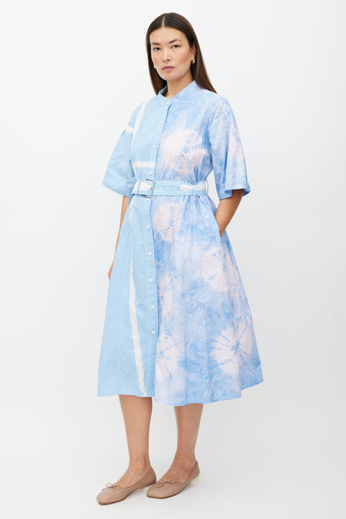 Proenza Schouler Blue 
Multicolour Dye Button Up Dress