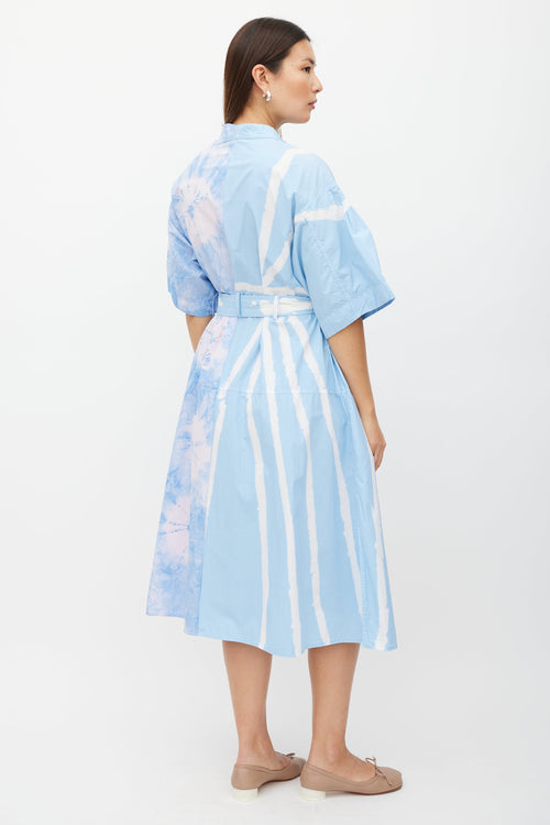 Proenza Schouler Blue 
Multicolour Dye Button Up Dress