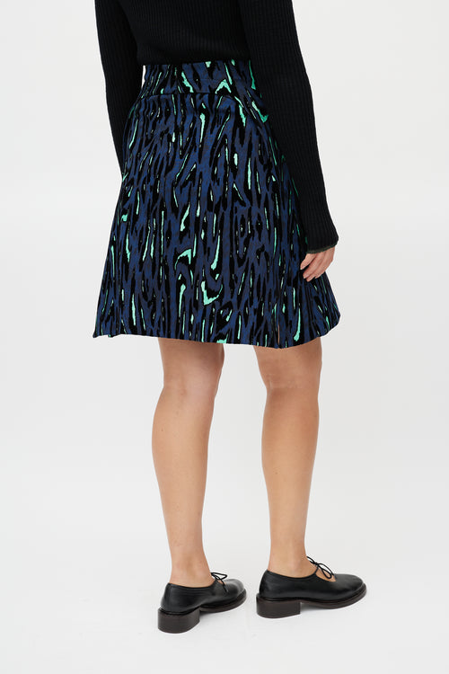 Proenza Schouler Blue Multicolour Velvet Textured Skirt