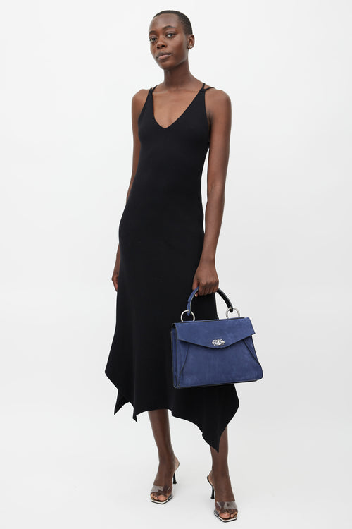 Proenza Schouler Navy Hava Medium Suede Shoulder Bag