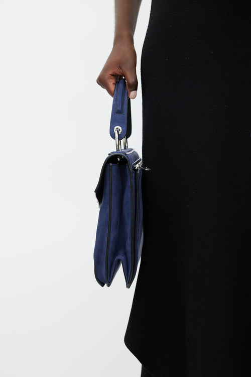 Proenza Schouler Navy Hava Medium Suede Shoulder Bag