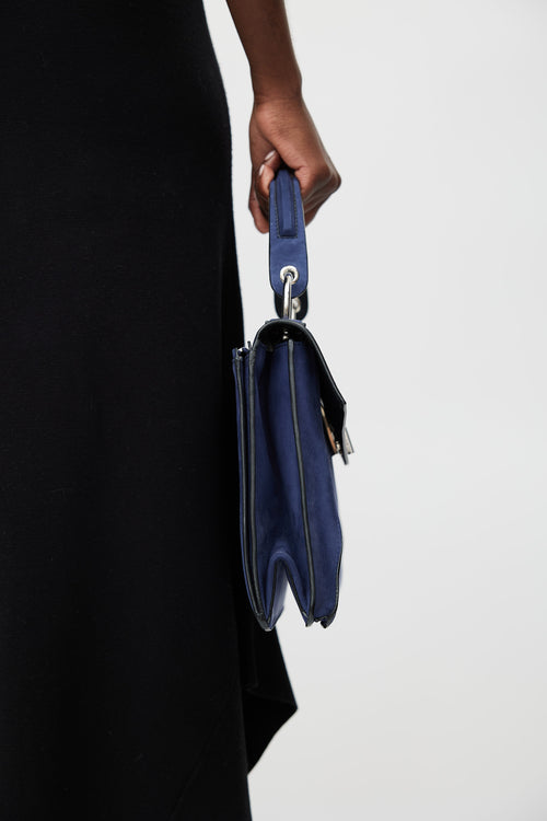 Proenza Schouler Navy Hava Medium Suede Shoulder Bag