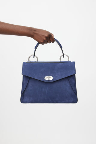 Proenza Schouler Navy Hava Medium Suede Shoulder Bag