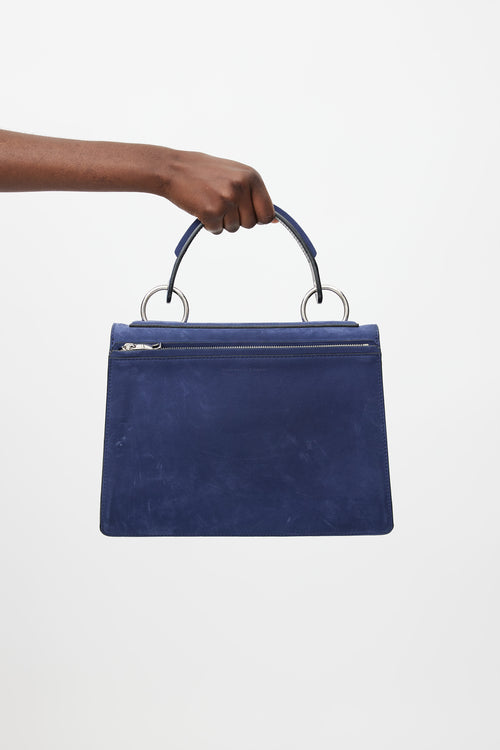 Proenza Schouler Navy Hava Medium Suede Shoulder Bag