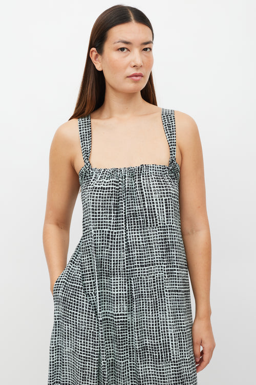 Proenza Schouler Green 
Black Grid Wrap Dress