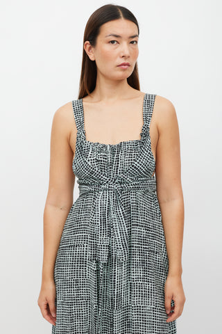 Proenza Schouler Green 
Black Grid Wrap Dress