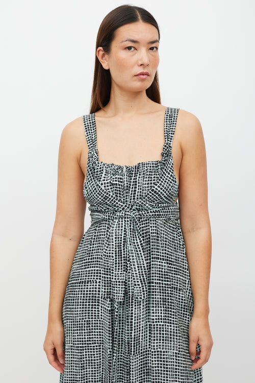 Proenza Schouler Green 
Black Grid Wrap Dress