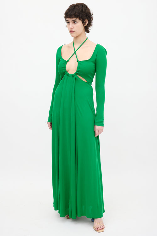 Proenza Schouler Green Cut Out Halter Dress