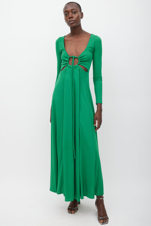 Proenza Schouler Green Cut Out Halter Dress